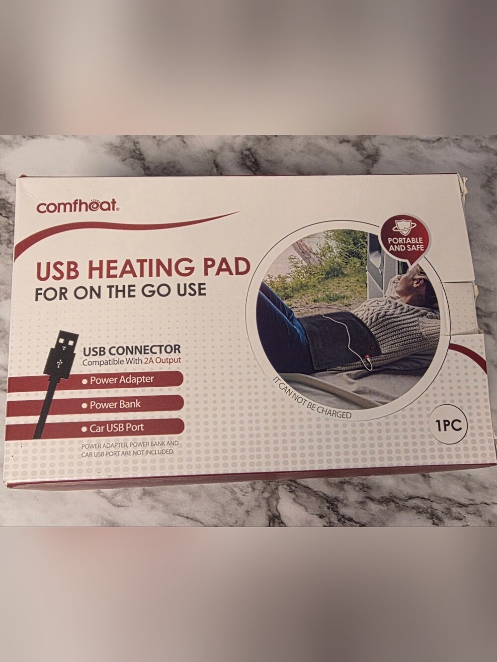 Comfheat USB Heating Pad for On-the-Go Use. New In Box
